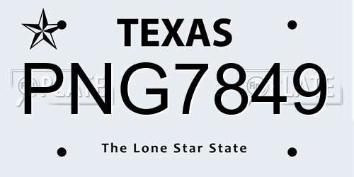 PNG7849 Texas License Plate