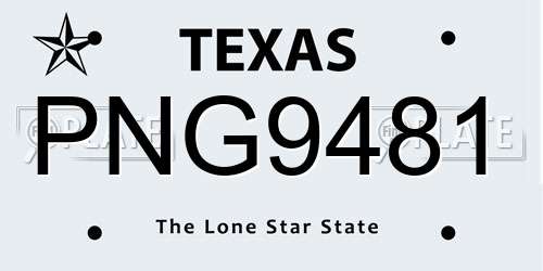 PNG9481 Texas License Plate