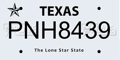 PNH8439 Texas License Plate