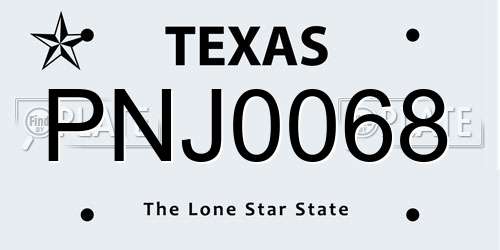 PNJ0068 Texas License Plate