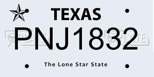 PNJ1832 Texas License Plate
