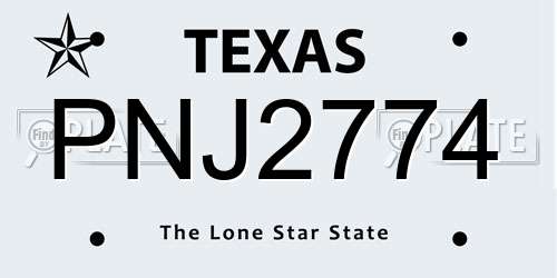 PNJ2774 Texas License Plate