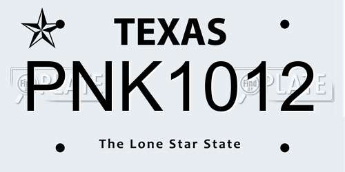 PNK1012 Texas License Plate