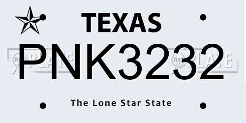 PNK3232 Texas License Plate