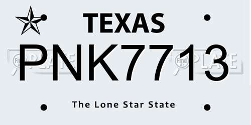 PNK7713 Texas License Plate