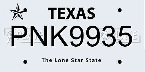 PNK9935 Texas License Plate