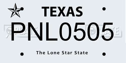 PNL0505 Texas License Plate
