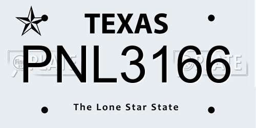 PNL3166 Texas License Plate