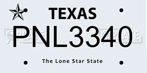 PNL3340 Texas License Plate