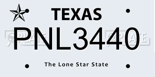 PNL3440 Texas License Plate