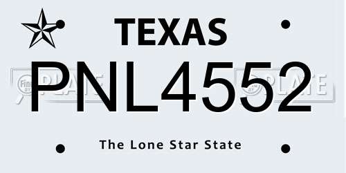PNL4552 Texas License Plate