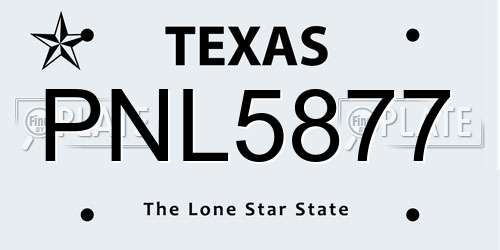 PNL5877 Texas License Plate