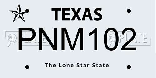 PNM102 Texas License Plate
