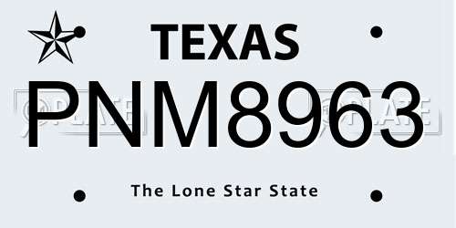 PNM8963 Texas License Plate
