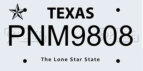 PNM9808 Texas License Plate