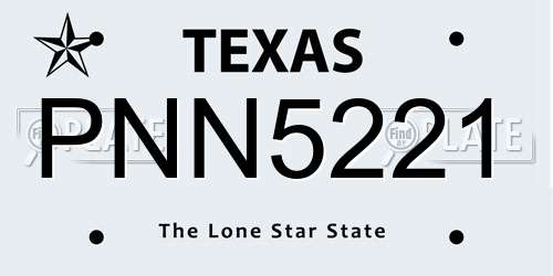PNN5221 Texas License Plate