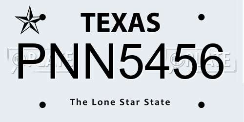 PNN5456 Texas License Plate