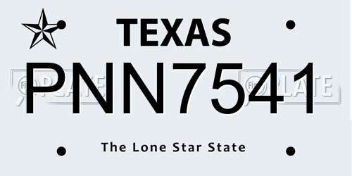 PNN7541 Texas License Plate