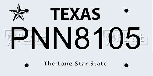 PNN8105 Texas License Plate