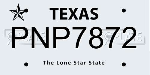 PNP7872 Texas License Plate