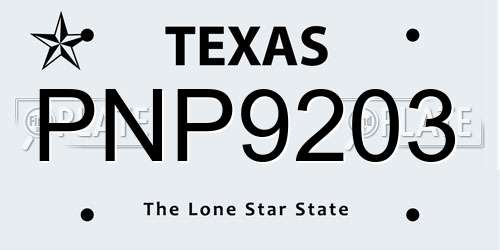 PNP9203 Texas License Plate