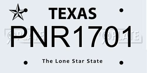 PNR1701 Texas License Plate