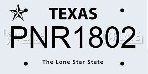 PNR1802 Texas License Plate