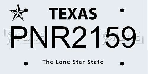 PNR2159 Texas License Plate