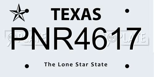 PNR4617 Texas License Plate