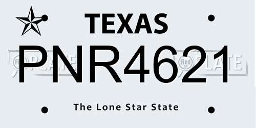 PNR4621 Texas License Plate