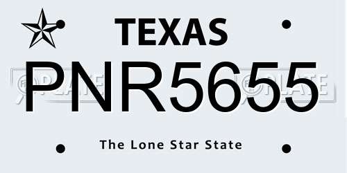 PNR5655 Texas License Plate