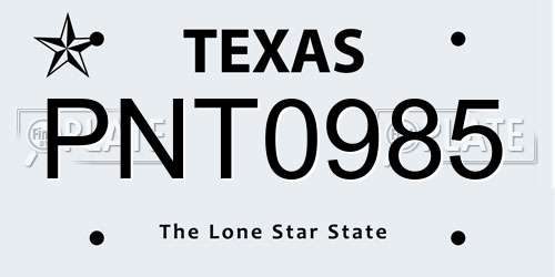 PNT0985 Texas License Plate