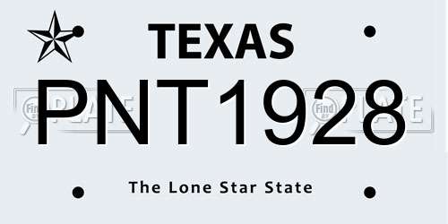 PNT1928 Texas License Plate