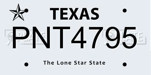 PNT4795 Texas License Plate