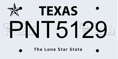 PNT5129 Texas License Plate