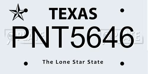 PNT5646 Texas License Plate