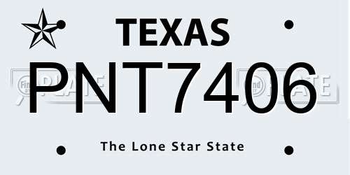 PNT7406 Texas License Plate