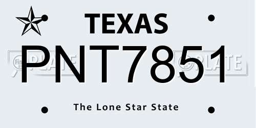 PNT7851 Texas License Plate