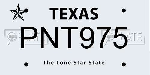 PNT975 Texas License Plate