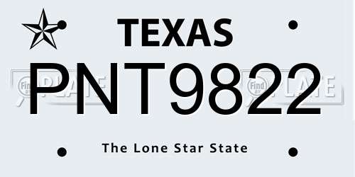 PNT9822 Texas License Plate