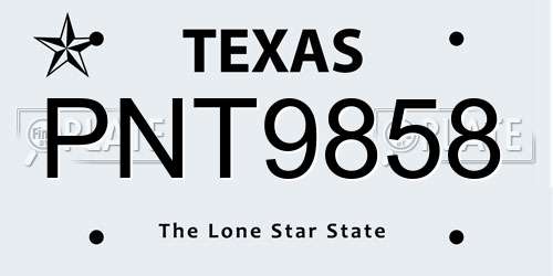 PNT9858 Texas License Plate