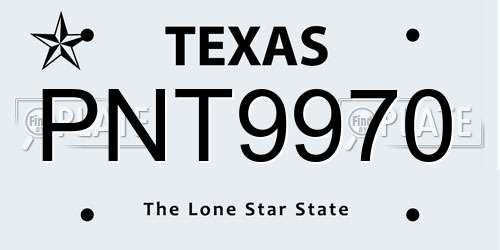 PNT9970 Texas License Plate