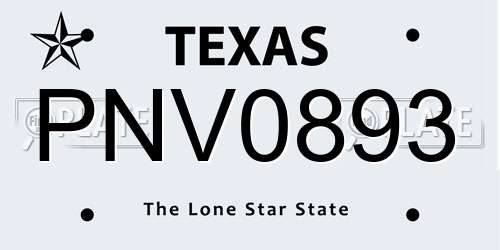 PNV0893 Texas License Plate