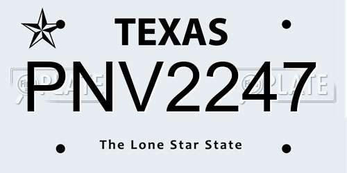 PNV2247 Texas License Plate