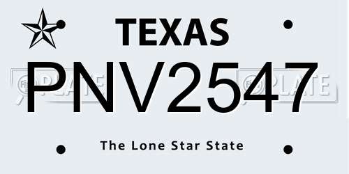 PNV2547 Texas License Plate
