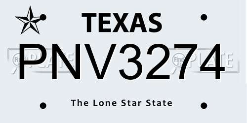 PNV3274 Texas License Plate