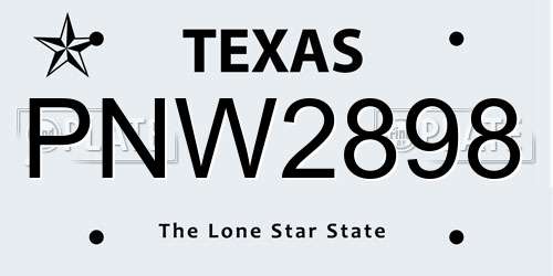 PNW2898 Texas License Plate