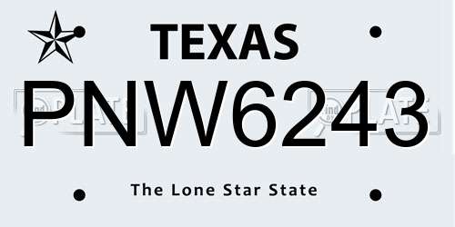 PNW6243 Texas License Plate