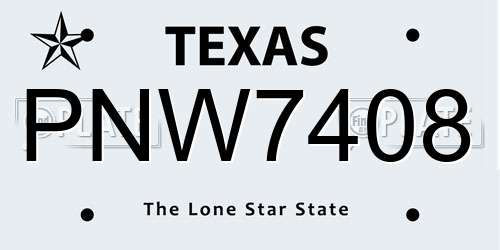 PNW7408 Texas License Plate