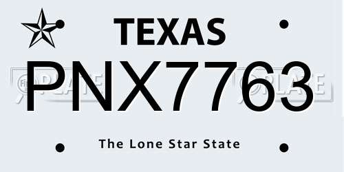 PNX7763 Texas License Plate